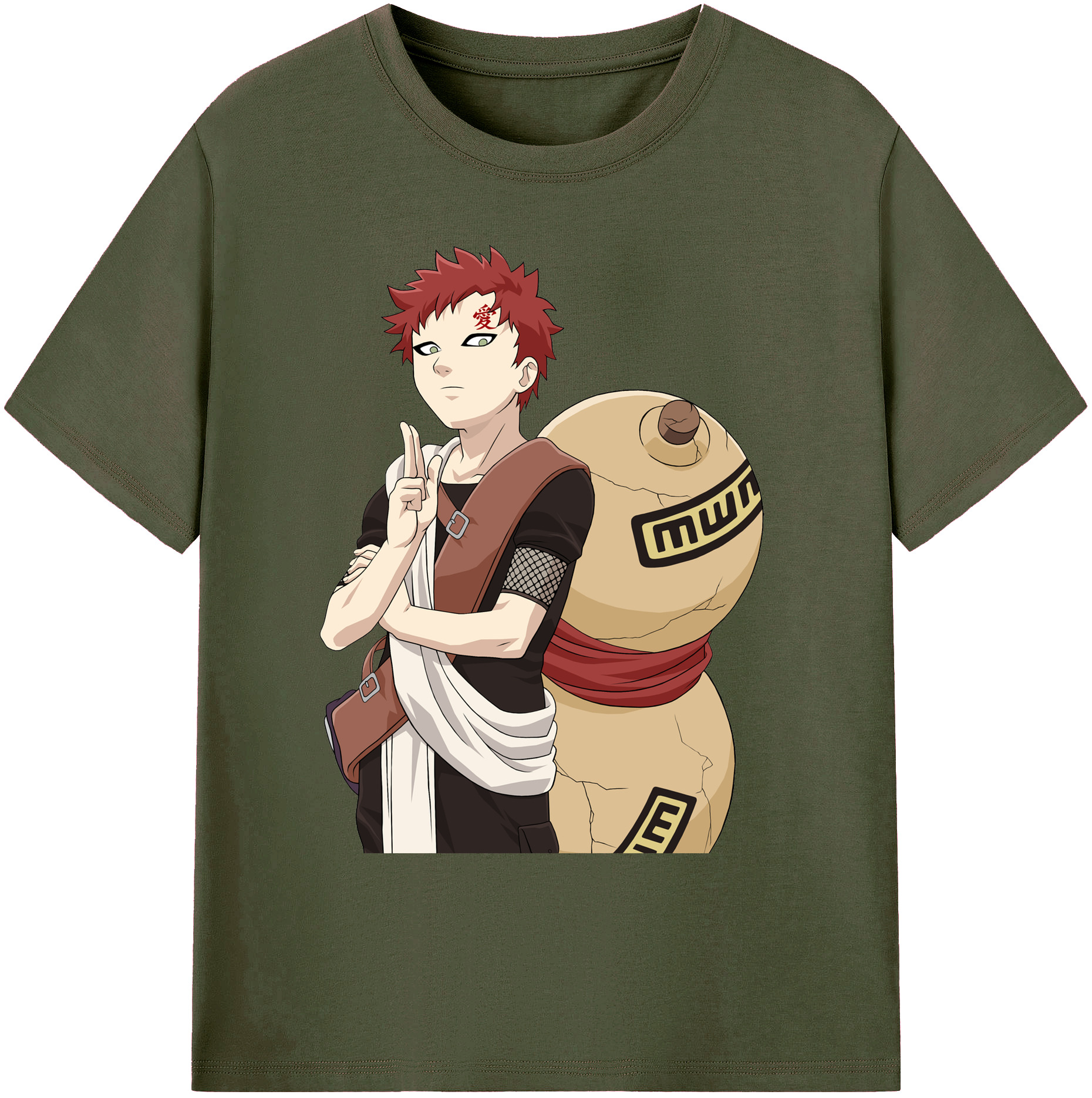（画像用） NARUTO -ナルト- ガアラ Gaara 綿100％ メンズ半袖Tシャツ｜肌触りやわらか＆通気性